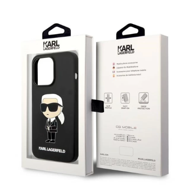 Чехол Karl Lagerfeld Silicone Ikonik для iPhone 14 Pro Max Black with MagSafe (KLHMP14XSNIKBCK)