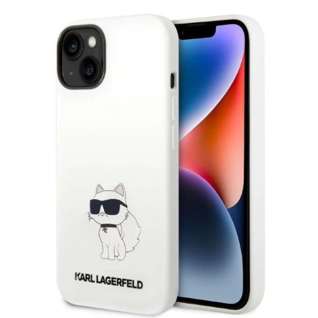 Чехол Karl Lagerfeld Silicone Choupette для iPhone 14 White with MagSafe (KLHMP14SSNCHBCH)
