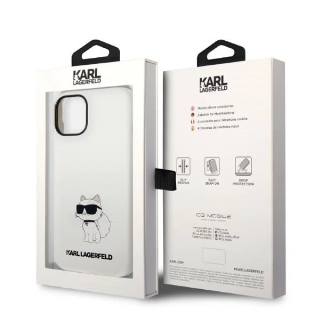 Чохол Karl Lagerfeld Silicone Choupette для iPhone 14 White with MagSafe (KLHMP14SSNCHBCH)