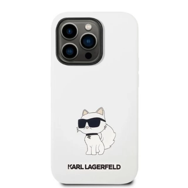 Чехол Karl Lagerfeld Silicone Choupette для iPhone 14 Pro White with MagSafe (KLHMP14LSNCHBCH)