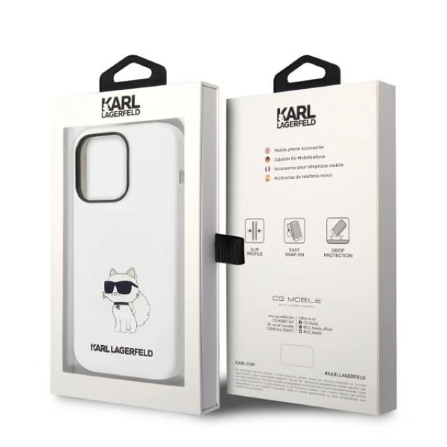 Чохол Karl Lagerfeld Silicone Choupette для iPhone 14 Pro White with MagSafe (KLHMP14LSNCHBCH)