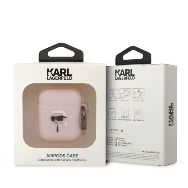 Чехол Karl Lagerfeld Silicone Karl Head 3D для AirPods 2 | 1 Pink (KLA2RUNIKP)