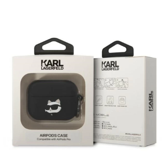 Чохол Karl Lagerfeld Silicone Choupette Head 3D для AirPods Pro Black (KLAPRUNCHK)