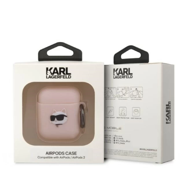 Чохол Karl Lagerfeld Silicone Choupette Head 3D для AirPods 2 | 1 Pink (KLA2RUNCHP)