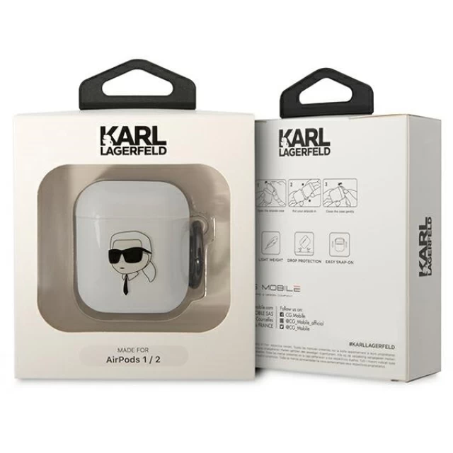 Чехол Karl Lagerfeld Karl`s Head для Airpods 2/1 Transparent (KLA2HNIKTCT)