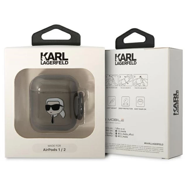 Чехол Karl Lagerfeld Karl`s Head для Airpods 2/1 Black (KLA2HNIKTCK)