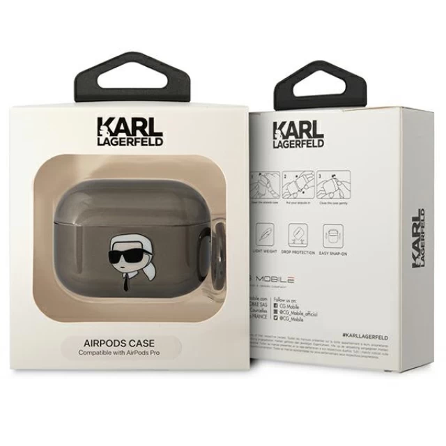 Чохол Karl Lagerfeld Karl`s Head для Airpods Pro Black (KLAPHNIKTCK)