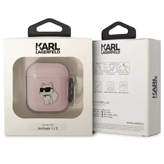 Чехол Karl Lagerfeld Ikonik Choupette для Airpods 2/1 Pink (KLA2HNCHTCP)