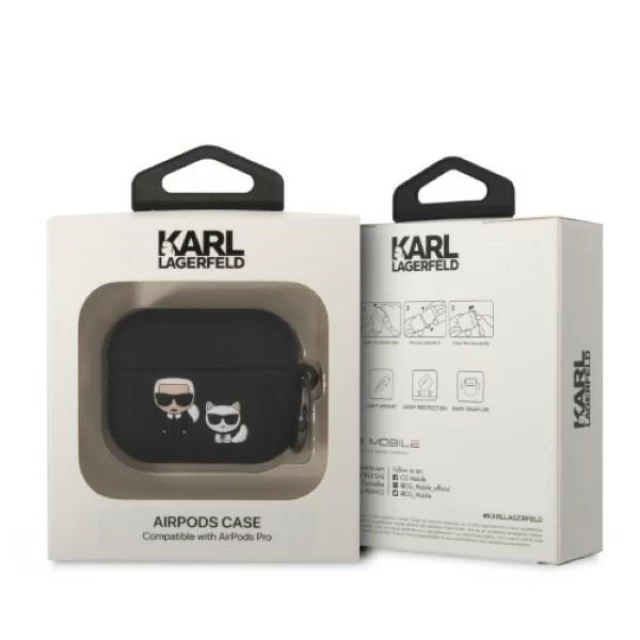 Чехол Karl Lagerfeld Silicone Karl & Choupette для AirPods Pro Black (KLACAPSILKCK)