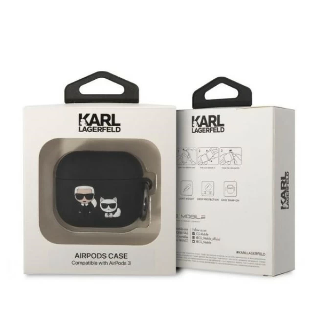 Чохол Karl Lagerfeld Silicone Karl & Choupette для AirPods 3 Black (KLACA3SILKCK)