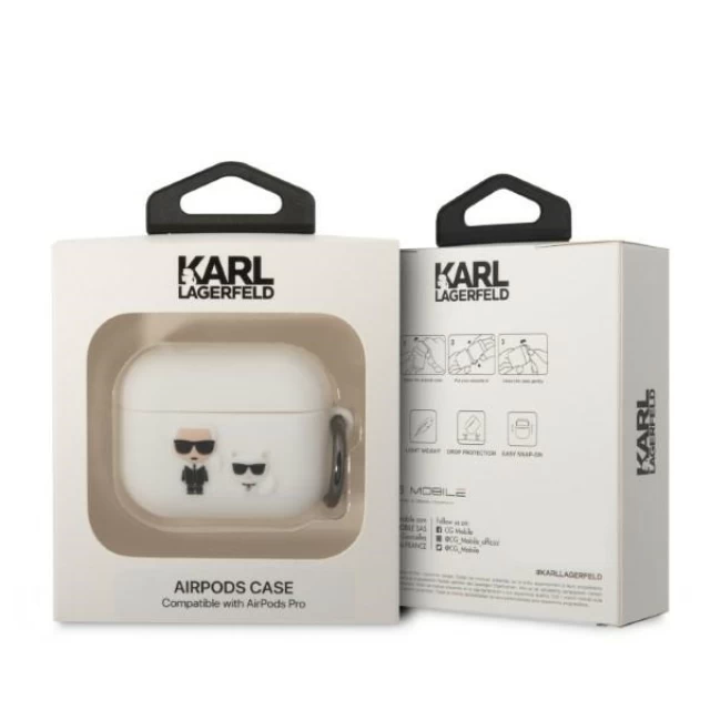 Чохол Karl Lagerfeld Silicone Karl & Choupette для AirPods Pro White (KLACAPSILKCW)