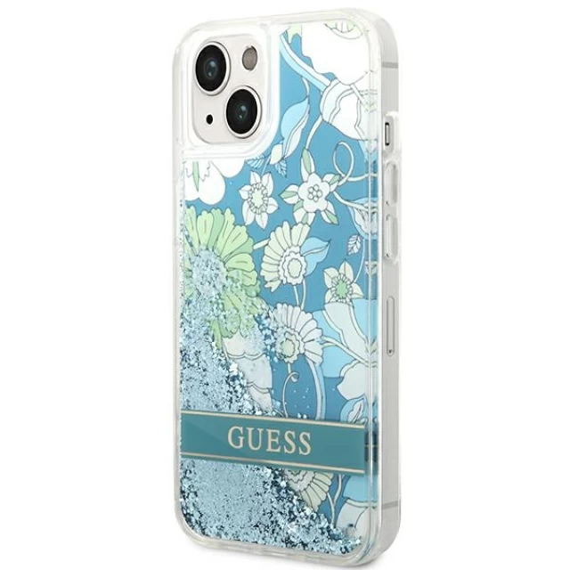 Чехол Guess Flower Liquid Glitter для iPhone 14 Plus Green (GUHCP14MLFLSN)