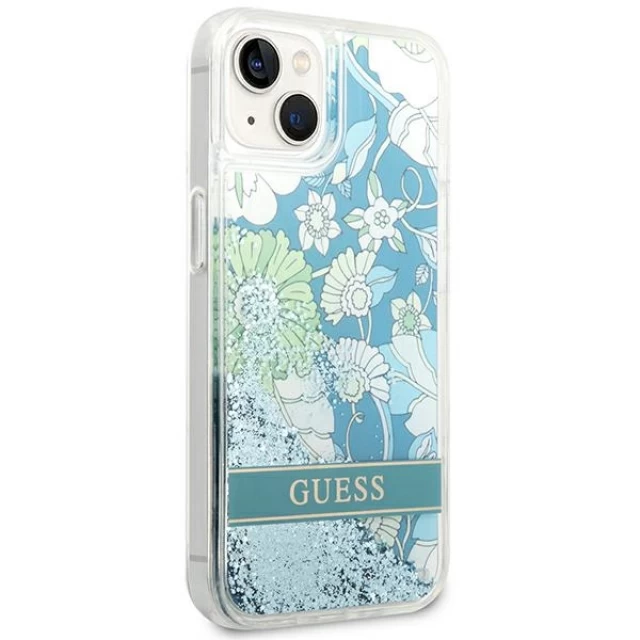 Чохол Guess Flower Liquid Glitter для iPhone 14 Plus Green (GUHCP14MLFLSN)
