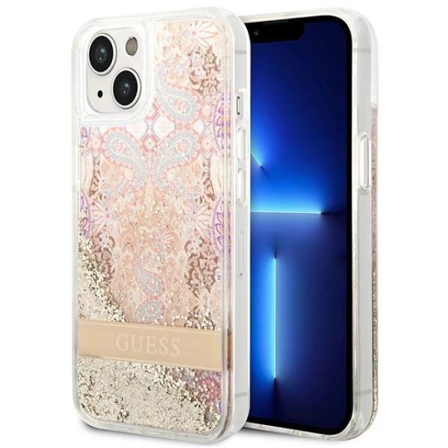 Чехол Guess Paisley Liquid Glitter для iPhone 14 Plus Gold (GUHCP14MLFLSD)