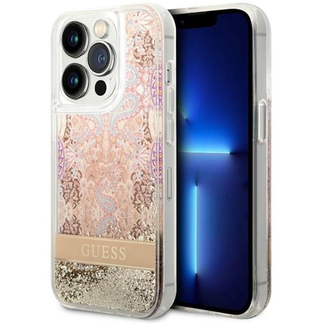 Чехол Guess Paisley Liquid Glitter для iPhone 14 Pro Max Gold (GUHCP14XLLFLSD)