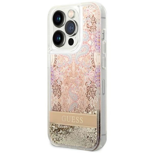 Чохол Guess Paisley Liquid Glitter для iPhone 14 Pro Max Gold (GUHCP14XLLFLSD)