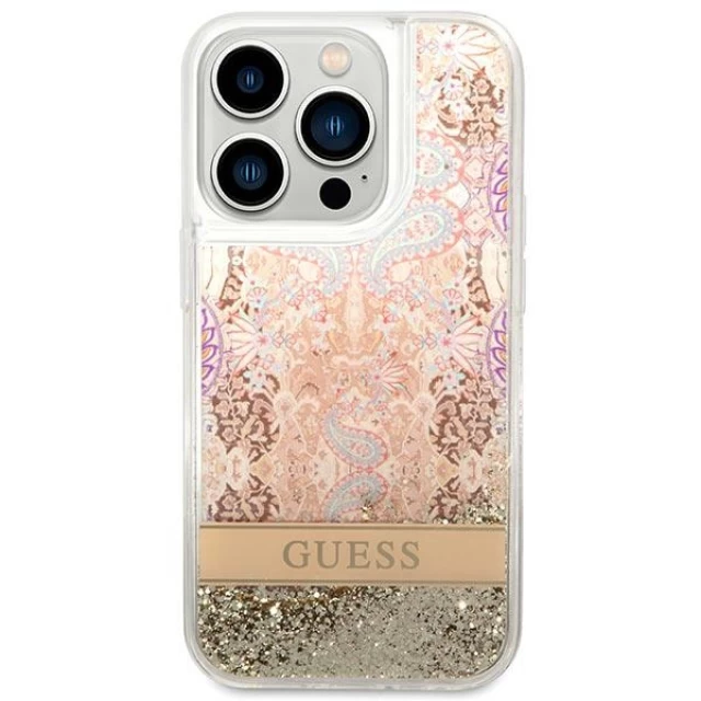 Чохол Guess Paisley Liquid Glitter для iPhone 14 Pro Max Gold (GUHCP14XLLFLSD)