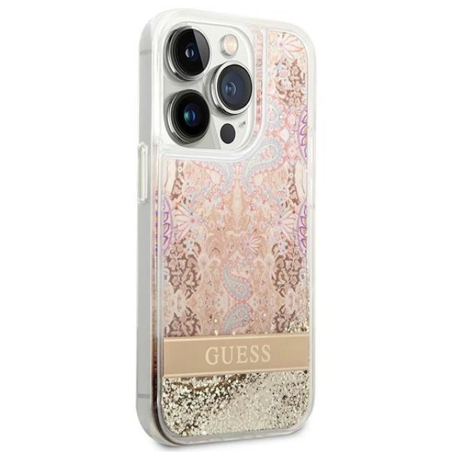 Чехол Guess Paisley Liquid Glitter для iPhone 14 Pro Max Gold (GUHCP14XLLFLSD)