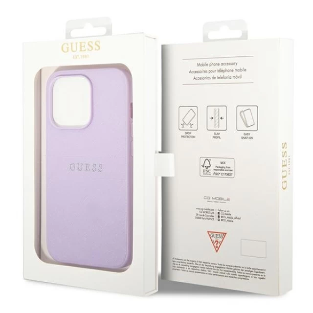Чехол Guess Saffiano Strap для iPhone 14 Pro Purple (GUHCP14LPSASBPU)