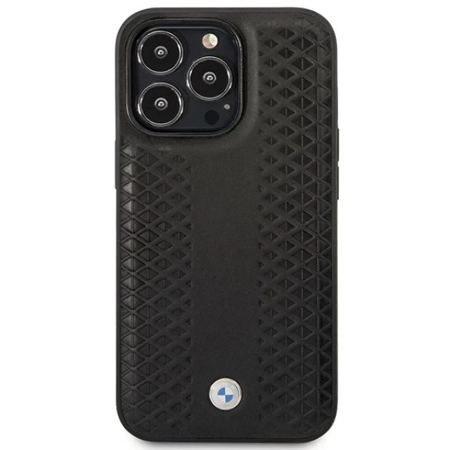 Чехол BMW для iPhone 14 Pro Leather Diamond Pattern Black with MagSafe (BMHMP14L22RFGK)