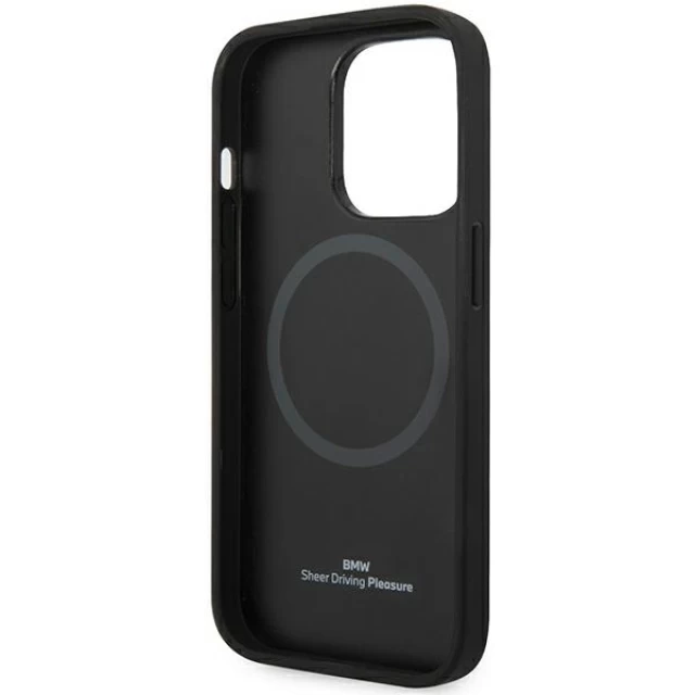 Чохол BMW для iPhone 14 Pro Leather Diamond Pattern Black with MagSafe (BMHMP14L22RFGK)