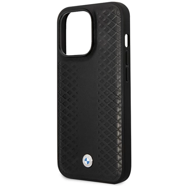 Чехол BMW для iPhone 14 Pro Max Leather Diamond Pattern Black with MagSafe (BMHMP14X22RFGK)
