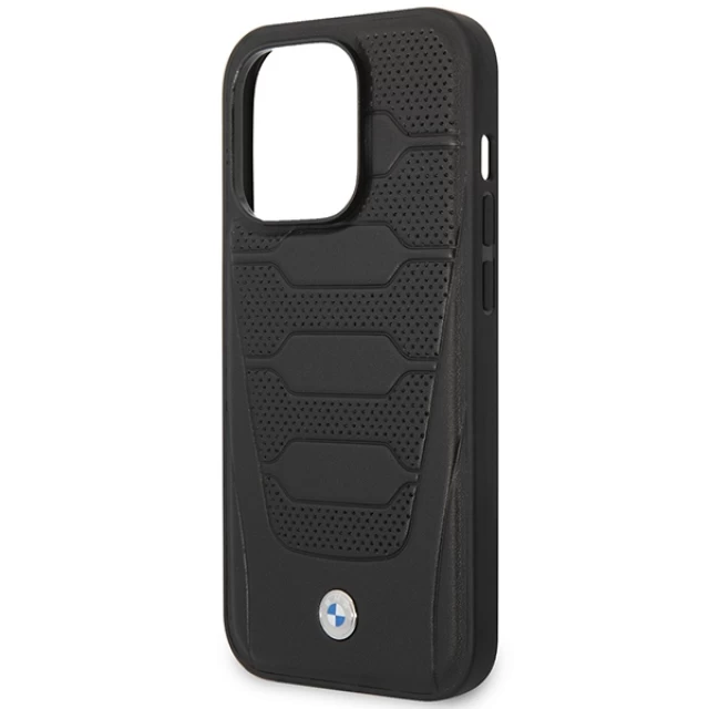 Чохол BMW для iPhone 14 Pro Leather Seats Pattern Black with MagSafe (BMHMP14L22RPSK)