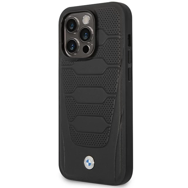 Чохол BMW для iPhone 14 Pro Max Leather Seats Pattern Black with MagSafe (BMHMP14X22RPSK)