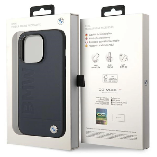 Чохол BMW для iPhone 14 Pro Signature Logo Imprint Navy with MagSafe (BMHMP14LSLLNA)