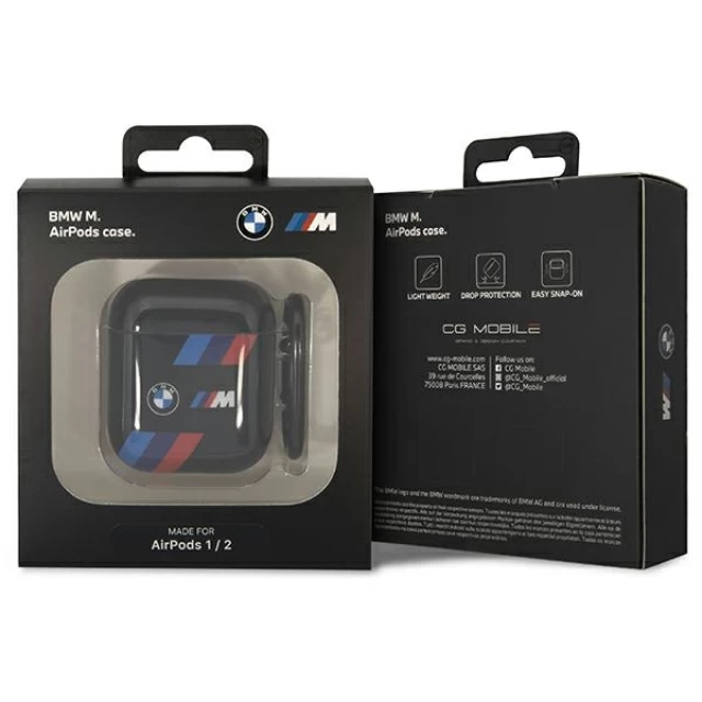 Чехол BMW для AirPods 2/1 Tricolor Stripes Black (BMA222SOTK)