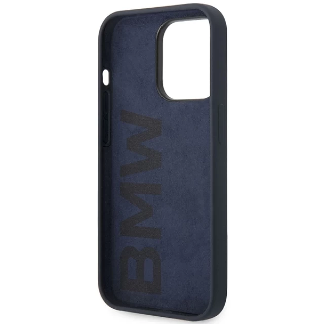 Чехол BMW для iPhone 14 Pro Silicone Metal Logo Navy (BMHCP14LSILNA)