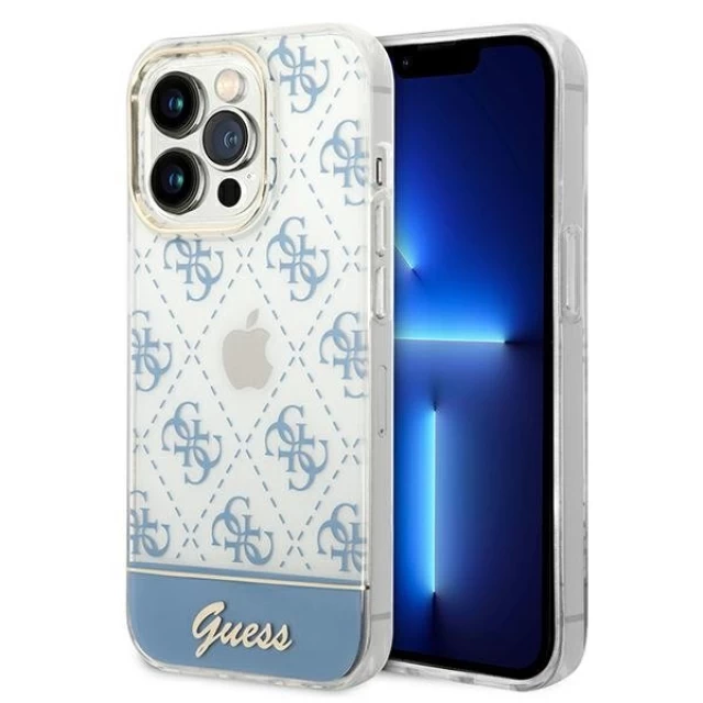 Чехол Guess 4G Pattern Script для iPhone 14 Pro Blue (GUHCP14LHG4MHB)