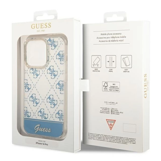 Чехол Guess 4G Pattern Script для iPhone 14 Pro Blue (GUHCP14LHG4MHB)