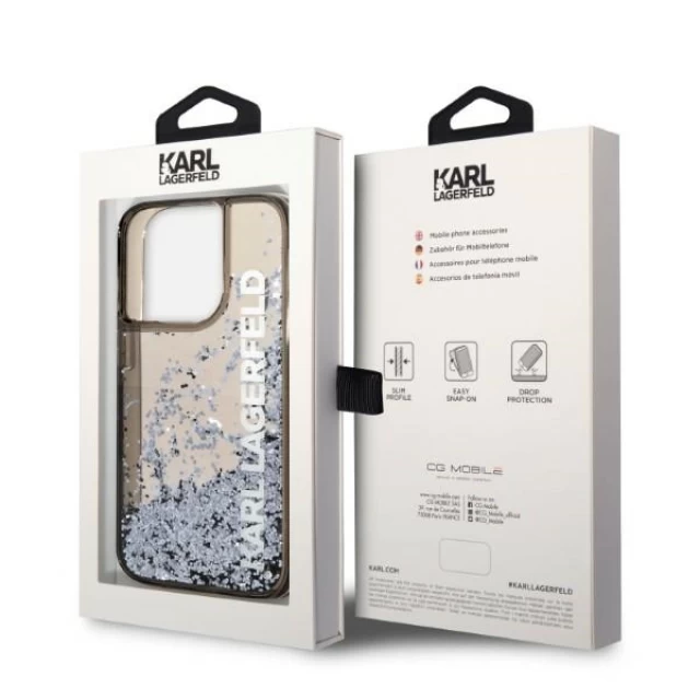 Чехол Karl Lagerfeld Liquid Glitter Elong для iPhone 14 Pro Black (KLHCP14LLCKVK)