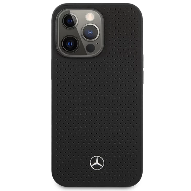 Чехол Mercedes Leather Perforated для iPhone 14 Pro Black (MEHCP14LDELBK)