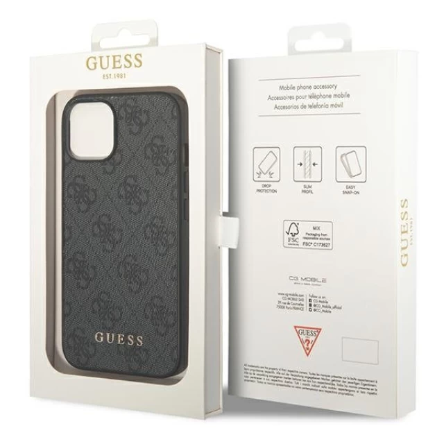 Чохол Guess 4G Metal Gold Logo для iPhone 14 Gray (GUHCP14SG4GFGR)