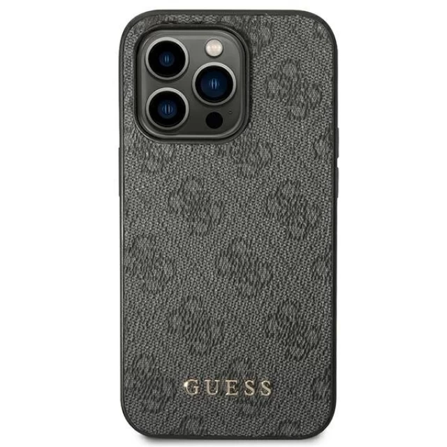 Чохол Guess 4G Metal Gold Logo для iPhone 14 Pro Gray (GUHCP14LG4GFGR)