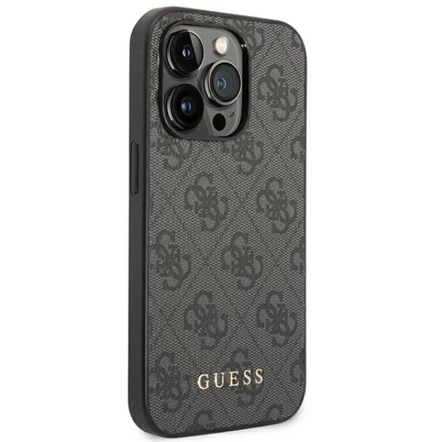 Чохол Guess 4G Metal Gold Logo для iPhone 14 Pro Gray (GUHCP14LG4GFGR)