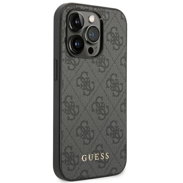 Чехол Guess 4G Metal Gold Logo для iPhone 14 Pro Max Gray (GUHCP14XG4GFGR)