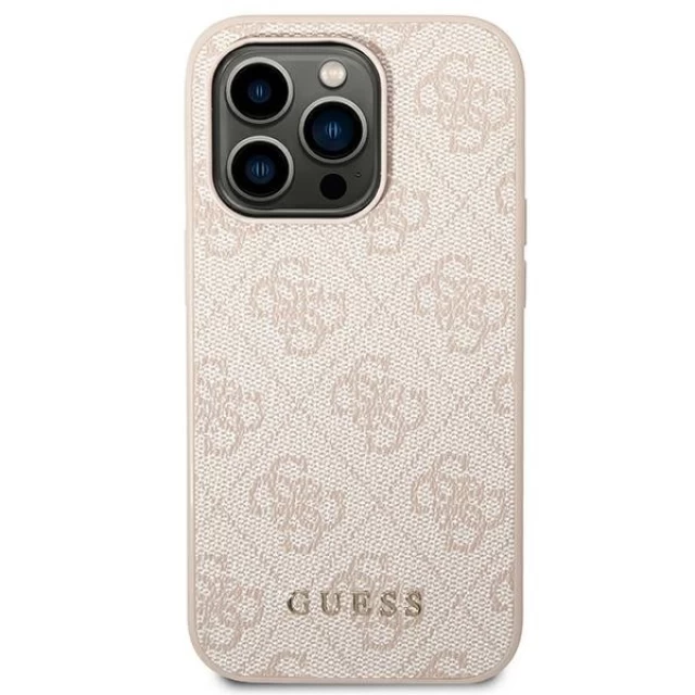 Чохол Guess 4G Metal Gold Logo для iPhone 14 Pro Max Pink (GUHCP14XG4GFPI)