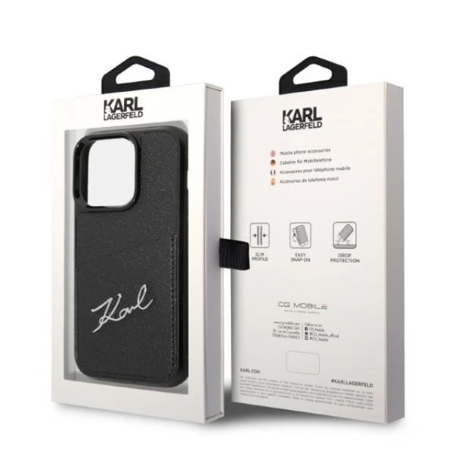Чехол Karl Lagerfeld Signature Logo Cardslot для iPhone 14 Pro Black (KLHCP14LCSSK)