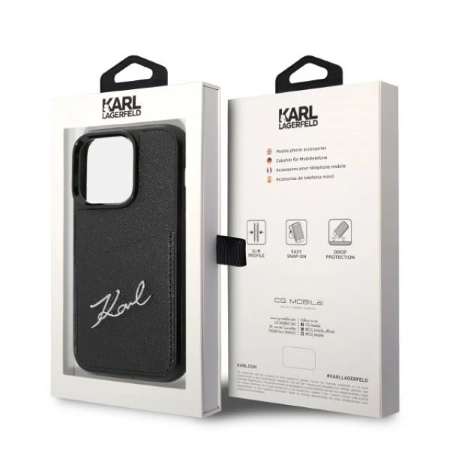 Чохол Karl Lagerfeld Signature Logo Cardslot для iPhone 14 Pro Max Black (KLHCP14XCSSK)