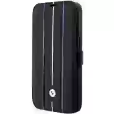Чохол BMW для iPhone 14 Pro Max Leather Stamp Blue Lines Black (BMBKP14X22RVSK)