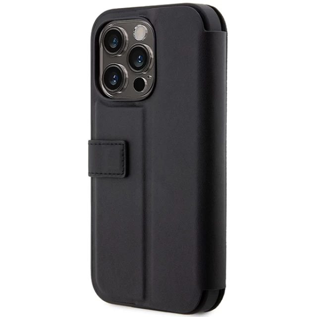 Чехол BMW для iPhone 14 Pro Leather Textured and Stripe Black (BMBKP14L22RDPK)