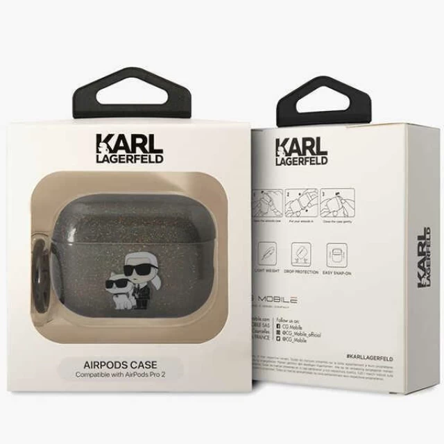 Чехол Karl Lagerfeld Gliter Karl & Choupette для AirPods Pro 2 Black (KLAP2HNKCTGK)