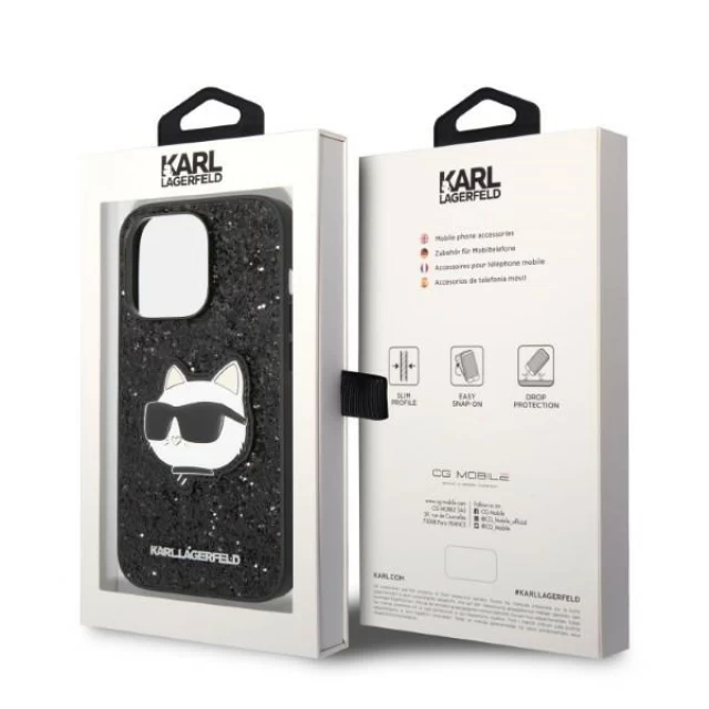 Чехол Karl Lagerfeld Glitter Choupette Patch для iPhone 14 Pro Max Black (KLHCP14XG2CPK)
