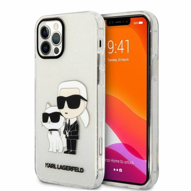 Чехол Karl Lagerfeld Gliter Karl & Choupette для iPhone 12 | 12 Pro Transparent (KLHCP12MHNKCTGT)