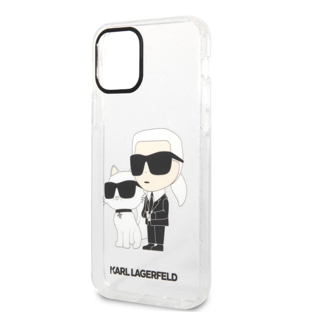 Чехол Karl Lagerfeld Gliter Karl & Choupette для iPhone 12 | 12 Pro Transparent (KLHCP12MHNKCTGT)