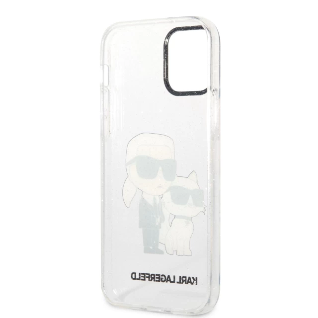 Чехол Karl Lagerfeld Gliter Karl & Choupette для iPhone 12 | 12 Pro Transparent (KLHCP12MHNKCTGT)