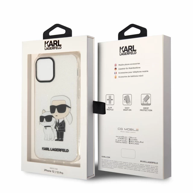 Чохол Karl Lagerfeld Gliter Karl & Choupette для iPhone 12 | 12 Pro Transparent (KLHCP12MHNKCTGT)